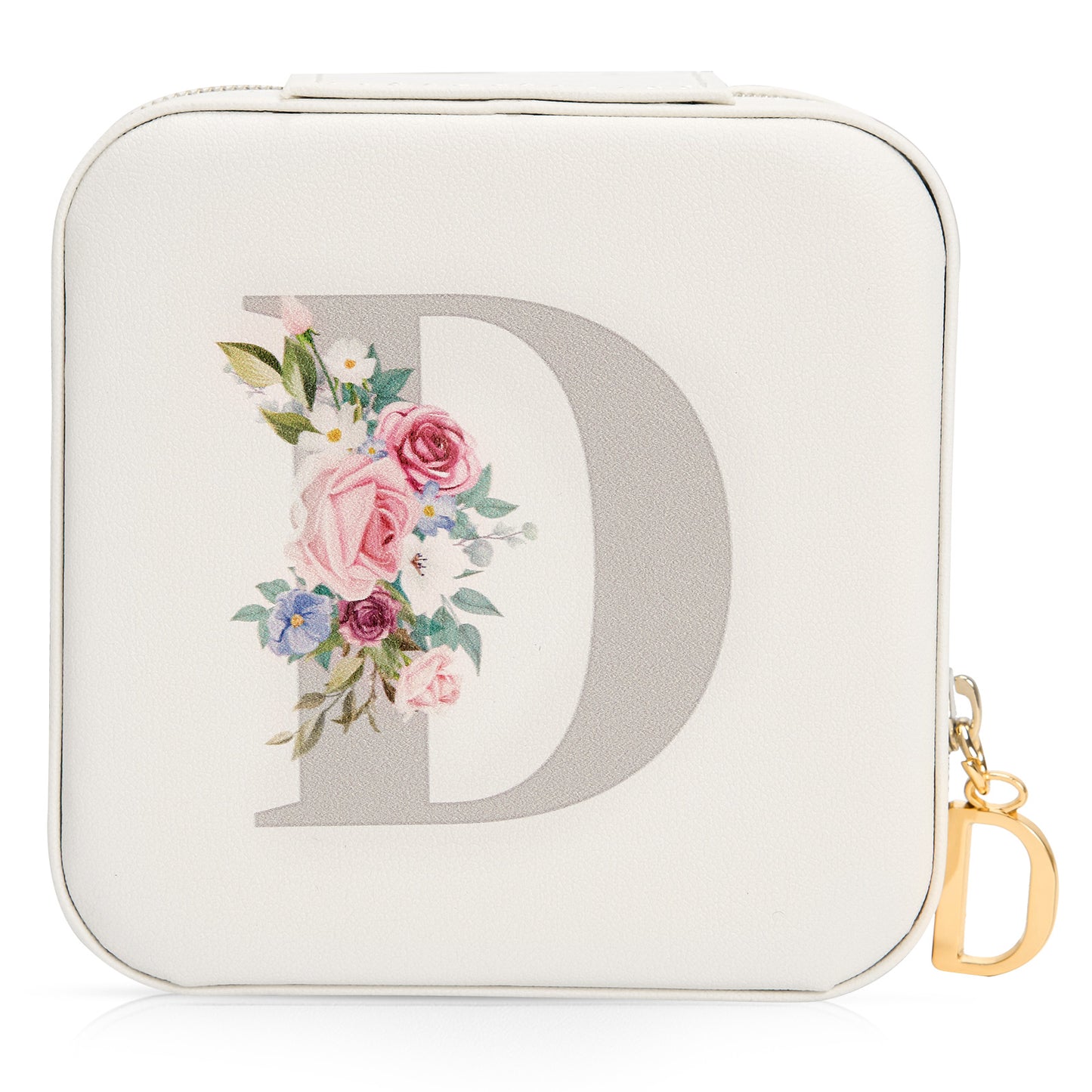 Mini Jewelry Case Letter "D” White