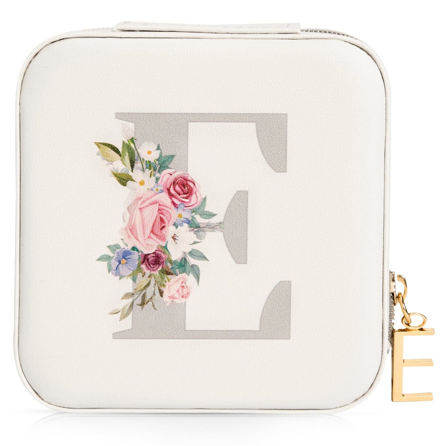 Mini Jewelry Case Letter "E” White