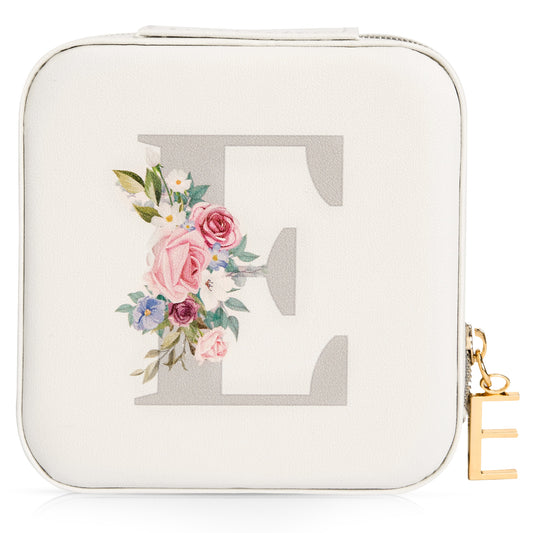 Mini Jewelry Case Letter "E” White