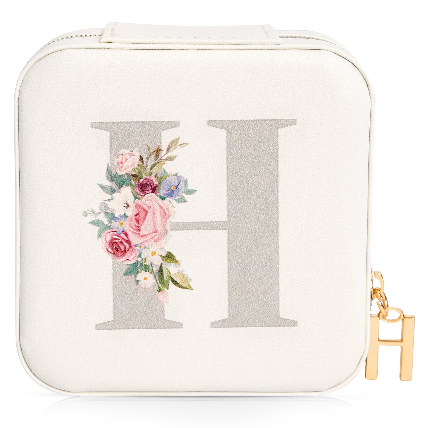 Mini Jewelry Case Letter "H” White