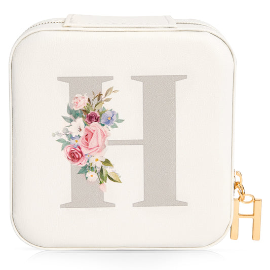 Mini Jewelry Case Letter "H” White