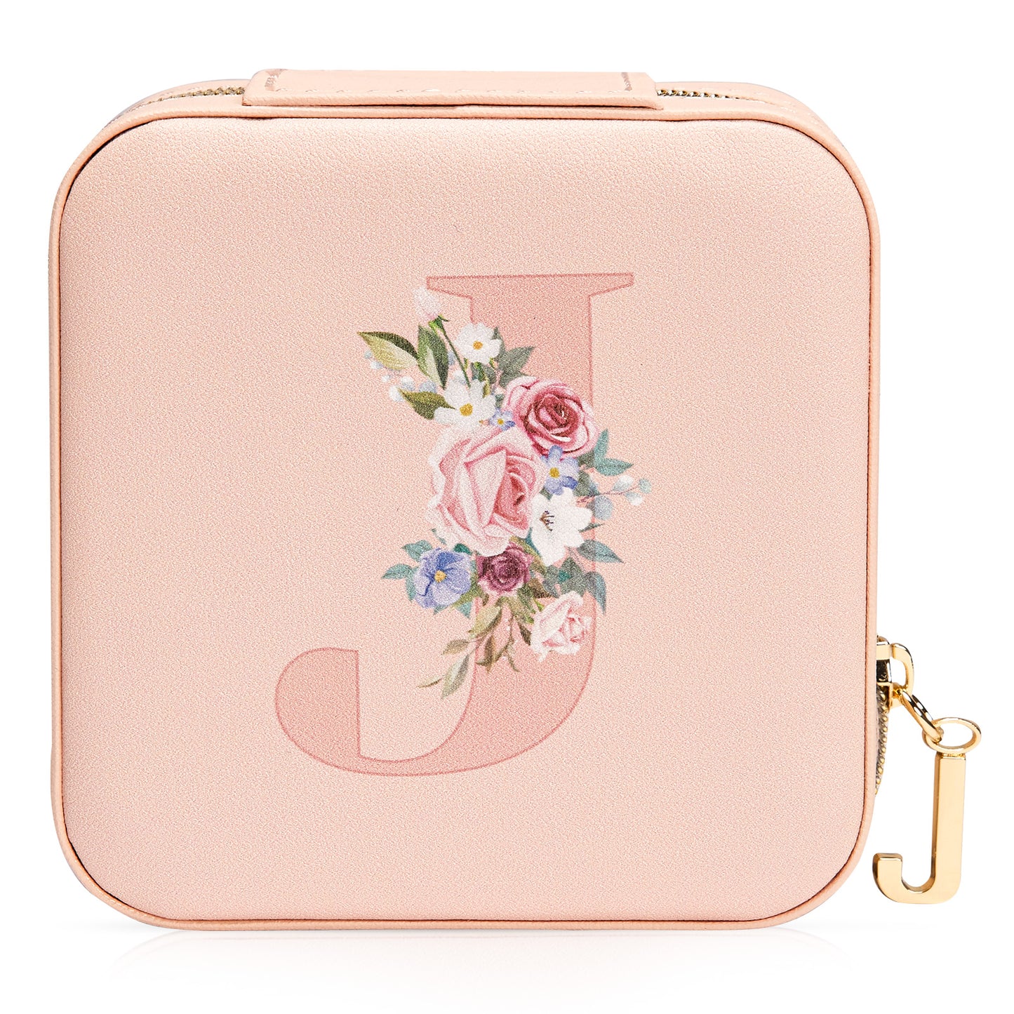 Mini Jewelry Case Letter "J” Pink