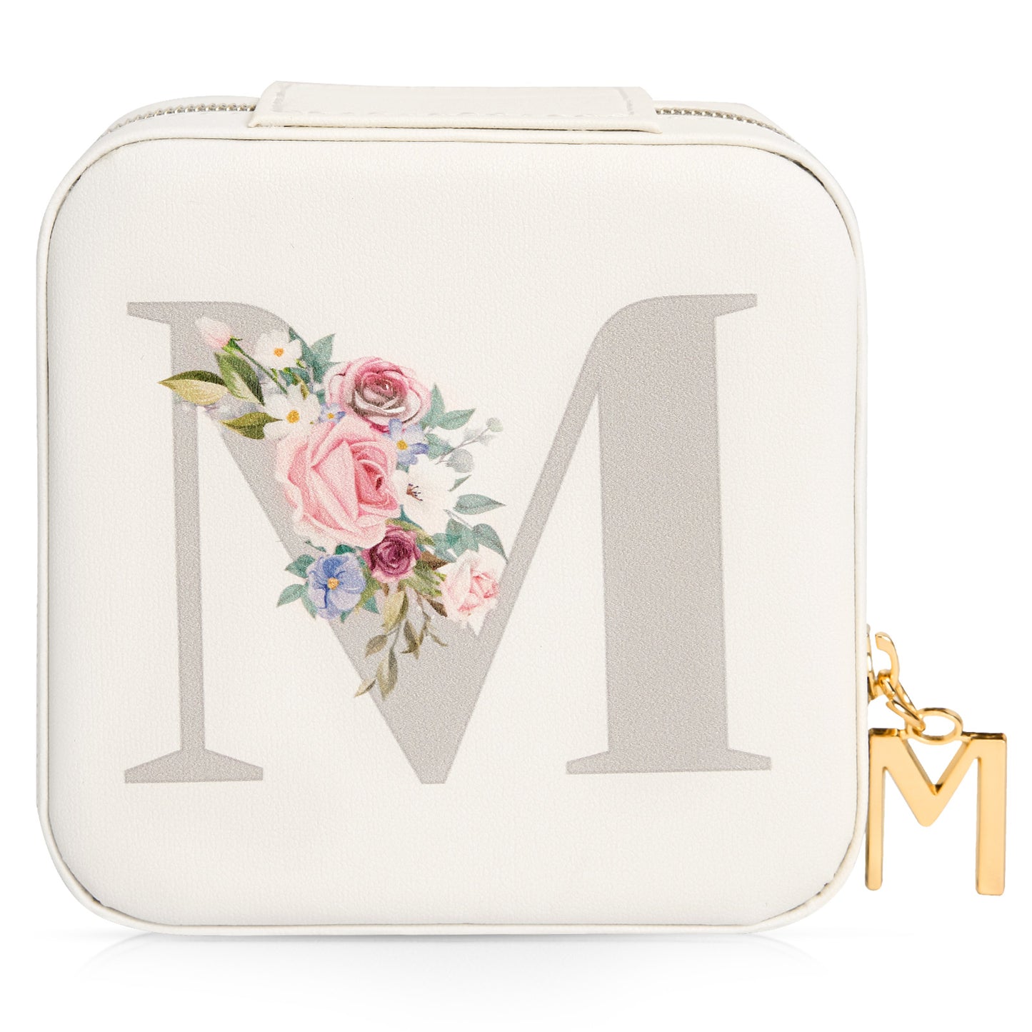 Mini Jewelry Case Letter "M” White