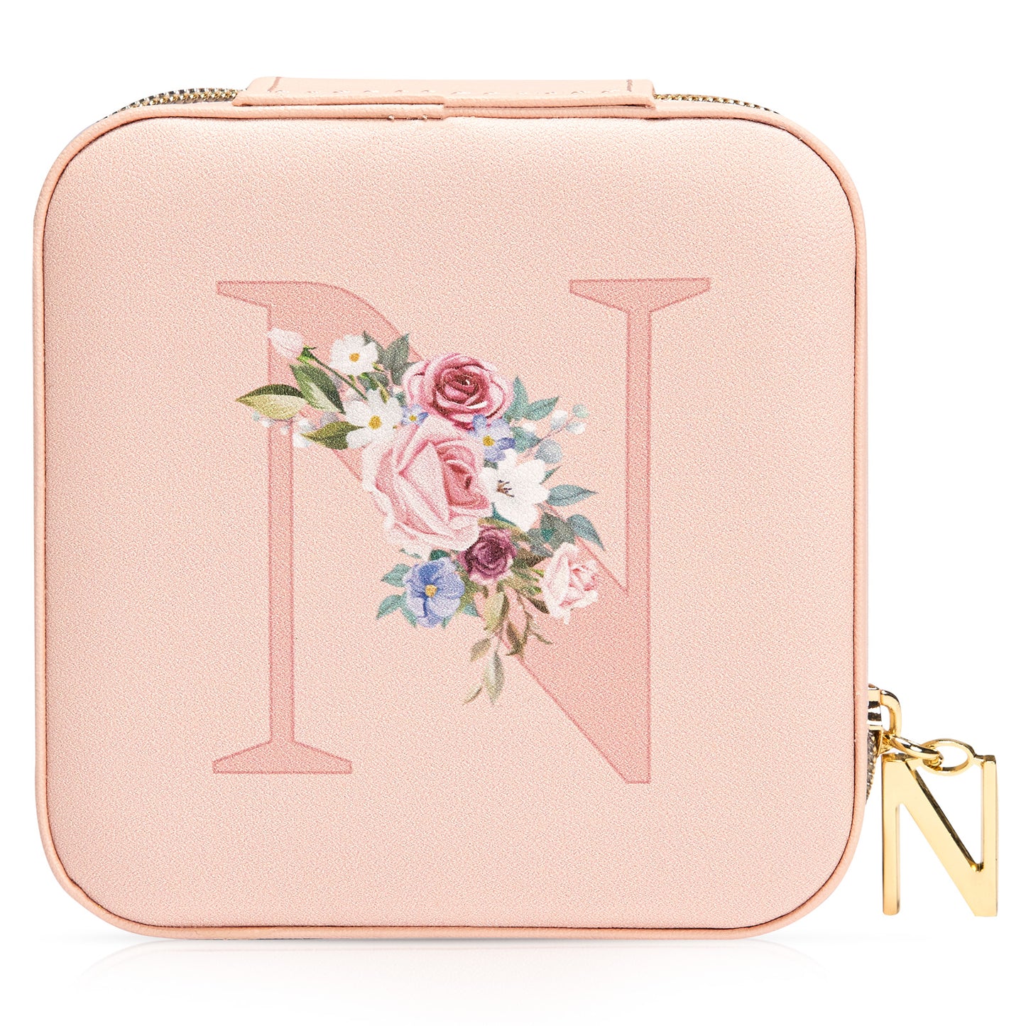 Mini Jewelry Case Letter "N” Pink