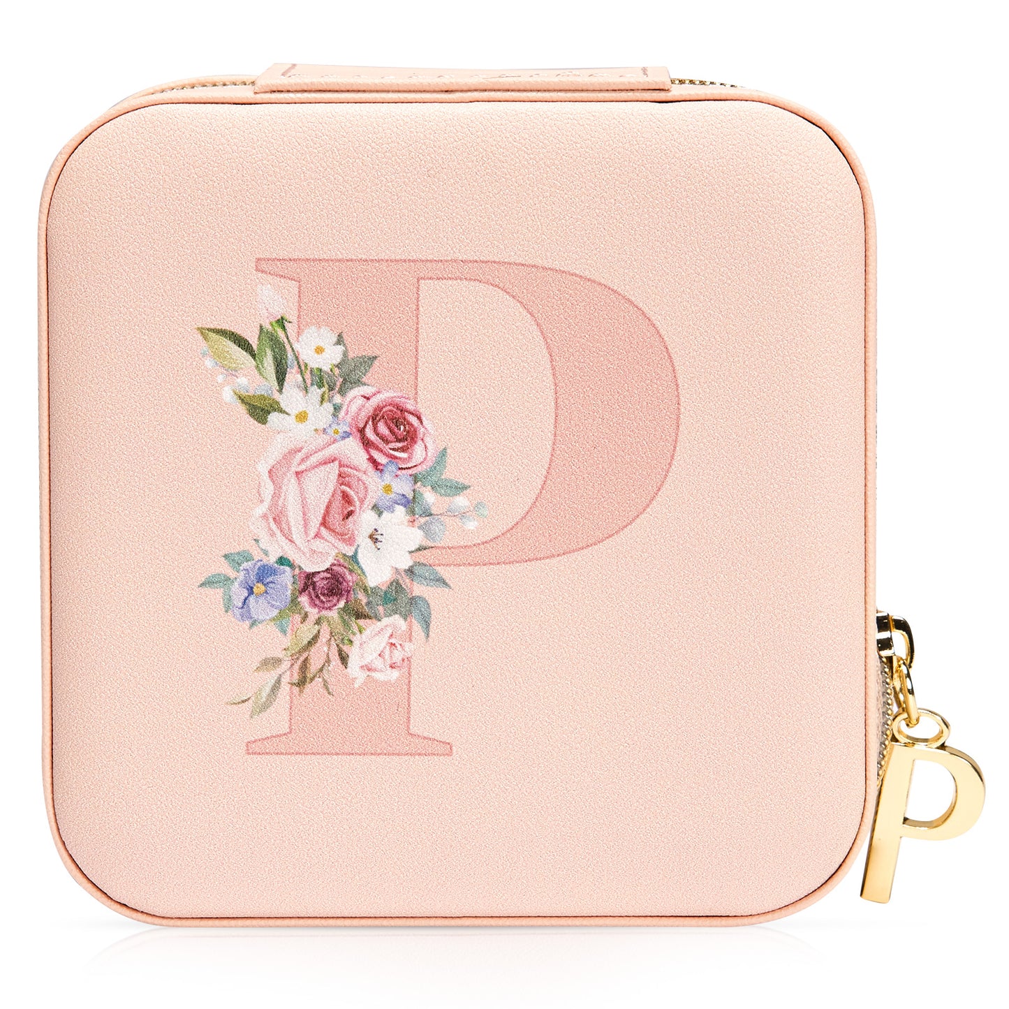 Mini Jewelry Case Letter "P” Pink