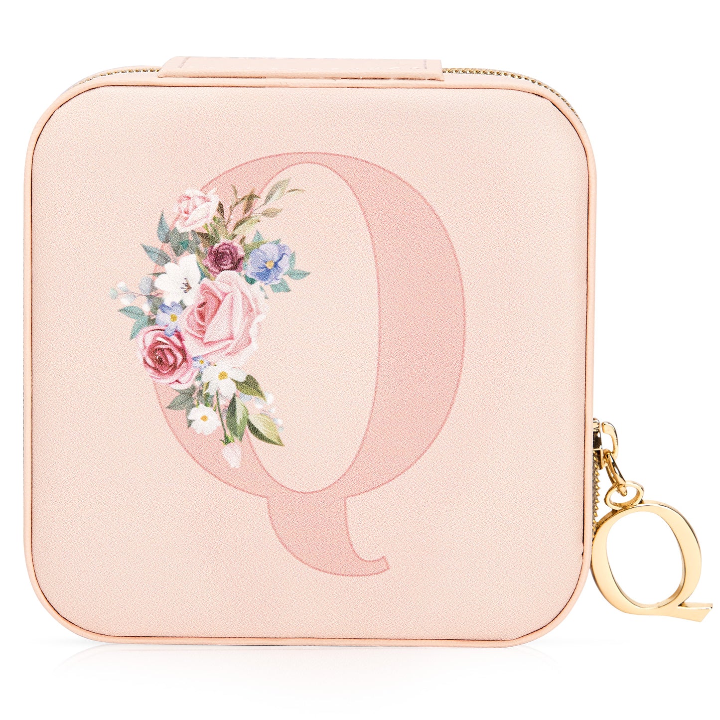 Mini Jewelry Case Letter "Q” Pink