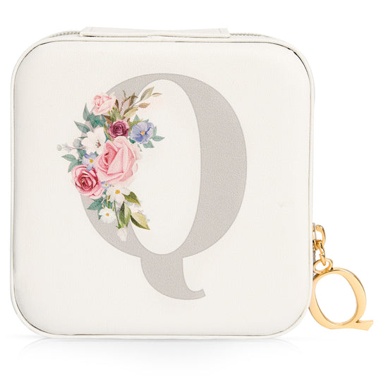 Mini Jewelry Case Letter "Q” White