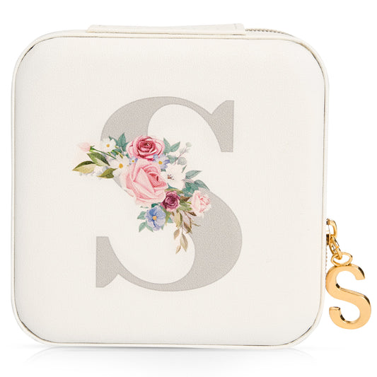 Mini Jewelry Case Letter "S” White