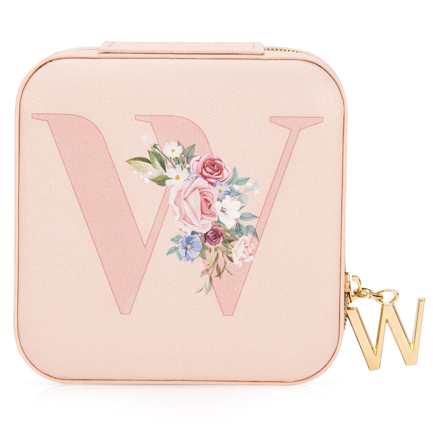 Mini Jewelry Case Letter "W” Pink