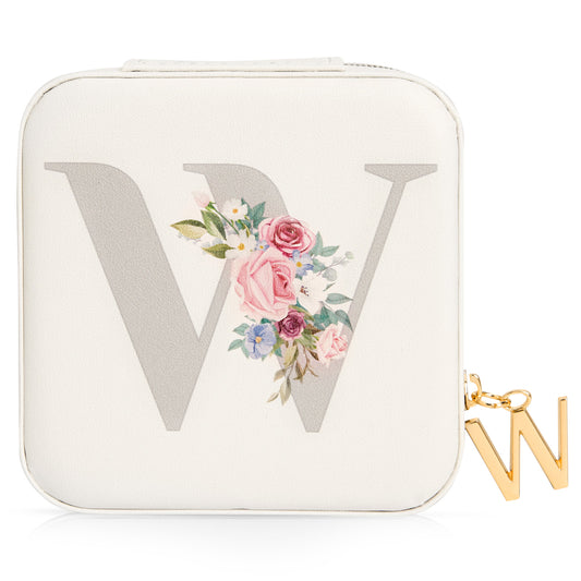 Mini Jewelry Case Letter "W” White